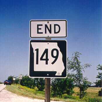 End of Missouri 149 at Iowa state line