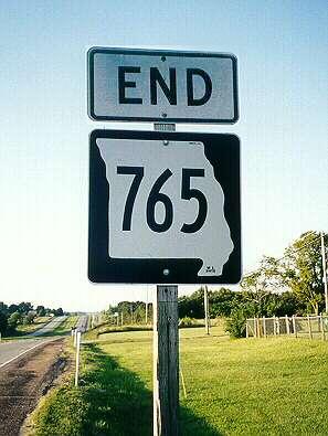 End of Missouri 765 in Sedalia