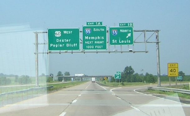 Western endpoint of Interstate 57 near Sikeston, Mo.