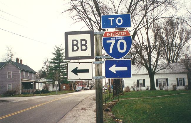 Spur Route 240 becomes Route BB in Rocheport, Mo.