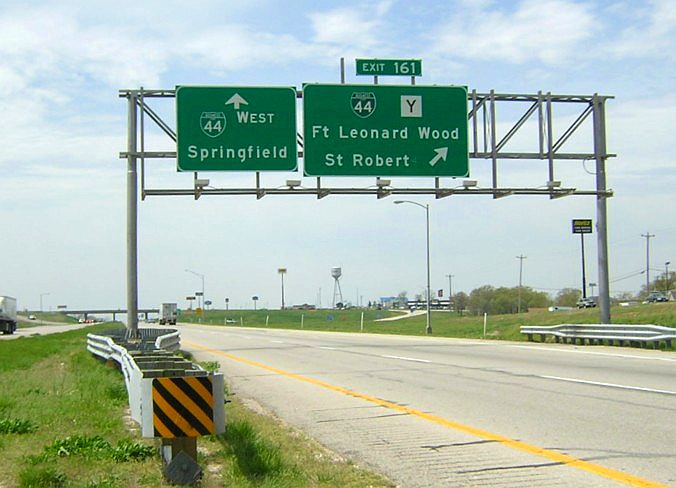Exit from subtly mislabeled Interstate 44 in St. Robert, Mo.