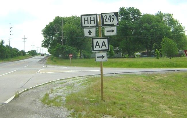 Missouri 249 and Routes AA and HH in Carterville