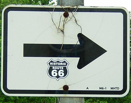 arrow with US 66 sticker