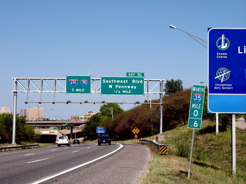 First Missouri exit on northbound Interstate 35 in Kansas City
