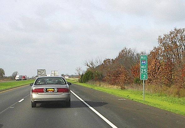 I-44 mileage marker in Jasper County