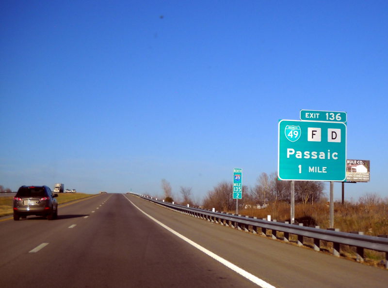 Business Loop 49 exit from I-49/US 71 in Passaic, Mo.