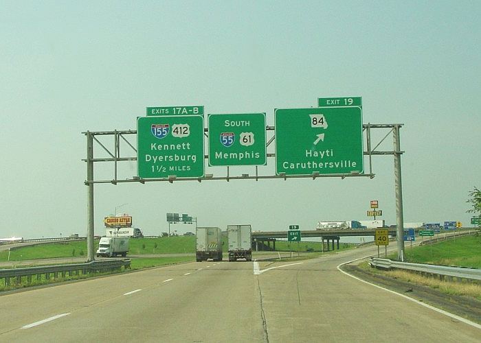 Missouri 84 exit from Interstate 55/US 61 at Hayti
