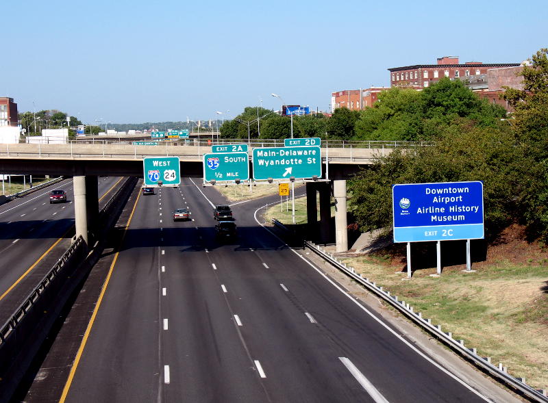 Interstate 70 from Grand Blvd. overpass in Kansas City, Mo.