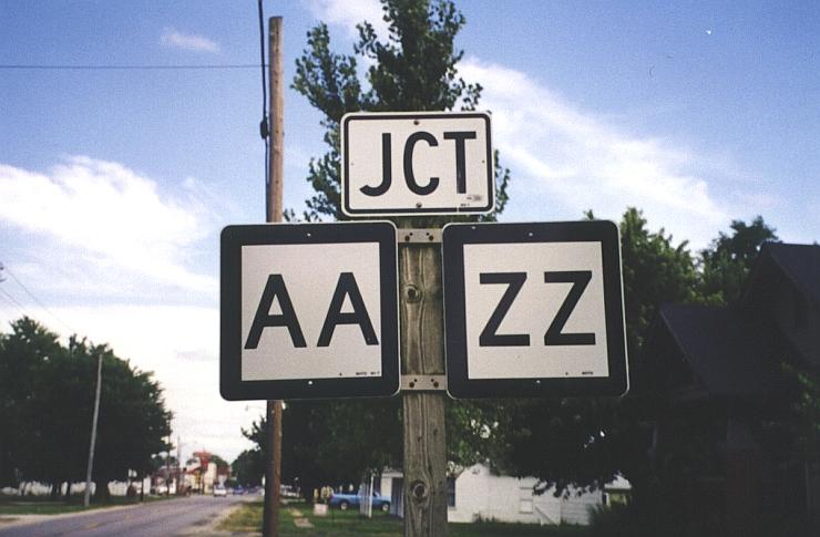 Junction of AA and ZZ in Wellsville, Mo.