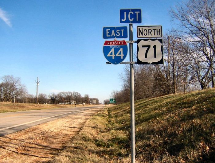 Junction of East Interstate 44/US 71 at Missouri 66 east of Joplin