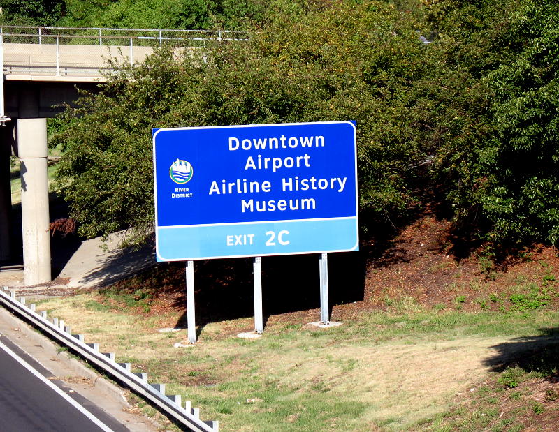 Big blue sign with points of interest in Kansas City, Mo.