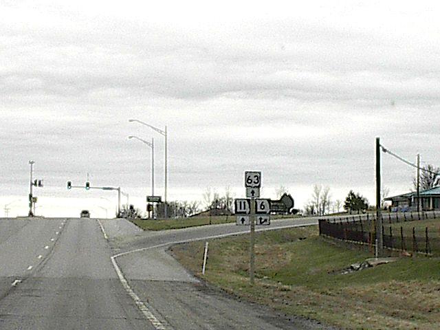 US 63, Missouri 6, and Missouri 11 minus decommissioned Business Route 63 in Kirksville