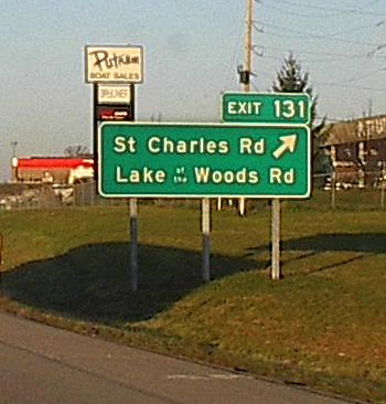 Lake of the Woods exit off I-70 near Columbia, Mo.