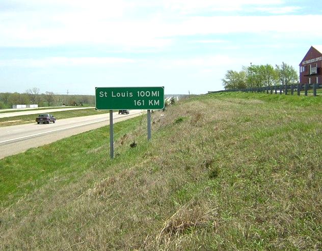 Metric distance to St. Louis from Rolla, Mo. on Interstate 44