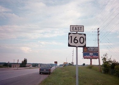 US 160, wide-style marker in Springfield, Mo.