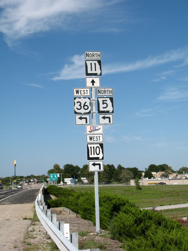 Missouri 11 at US 36/Missouri 110 and Missouri 5 in Brookfield