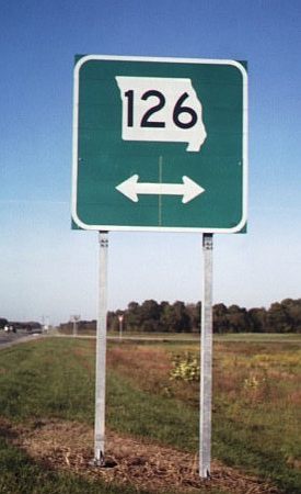 Missouri 126 on smaller-style green sign