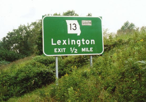 Missouri 13 exits from US 24 at Lexington