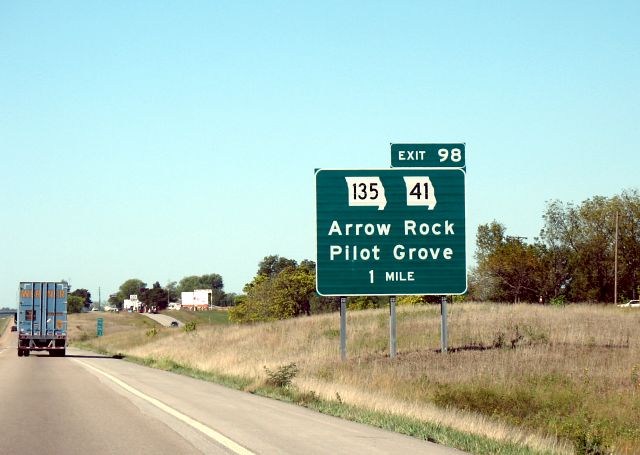 Exit from Interstate 70 westbound in Cooper County, Mo.