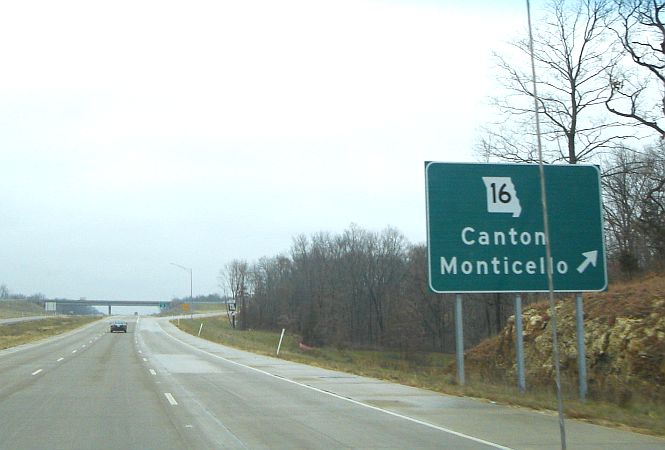 Missouri 16 exits from US 61 at Canton