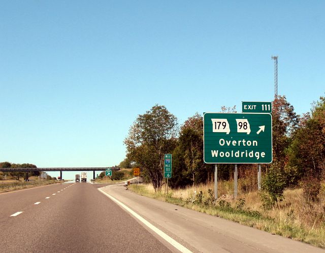 Missouri routes 98 and 179 exit from Interstate 70 in Cooper County