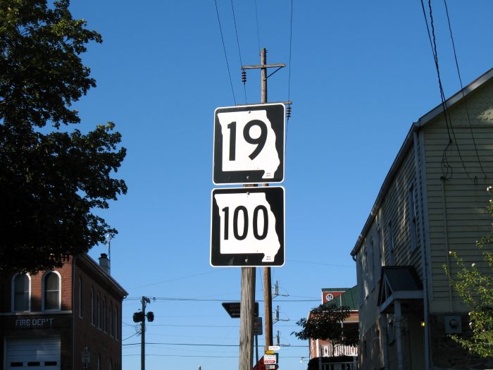 Missouri 19 and Missouri 100 on Market Street in Hermann