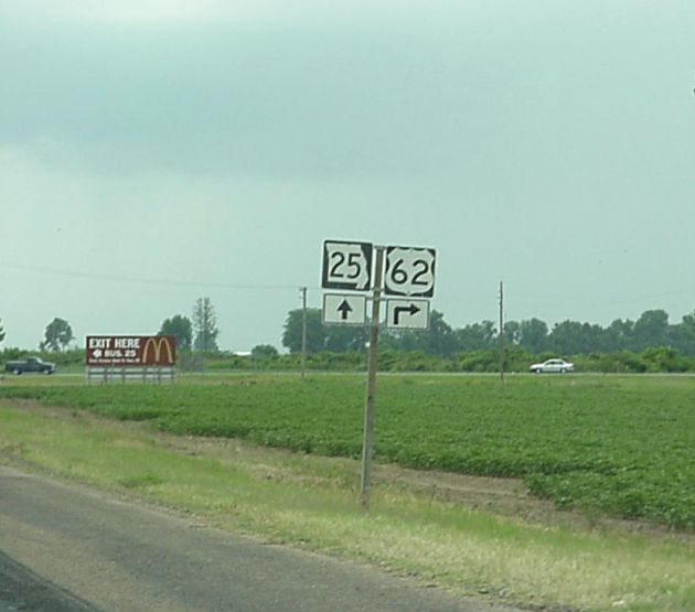 Missouri 25 and US 62 on the east side of Malden