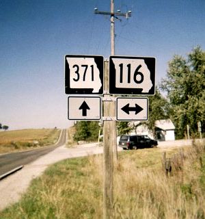 Missouri 116 marker, rectangular, with white border