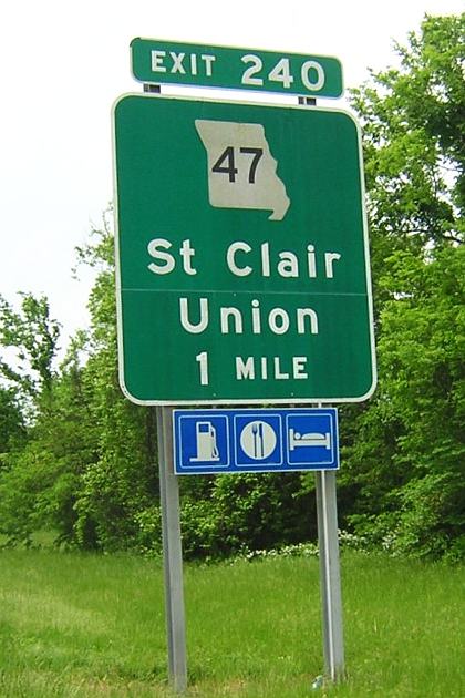 Missouri 47 exit from Interstate 44