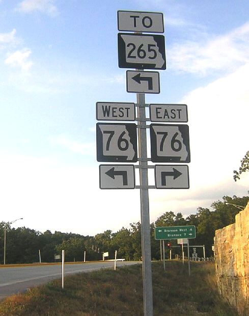 Branson-area sign assembly for Missouri 76 and 265