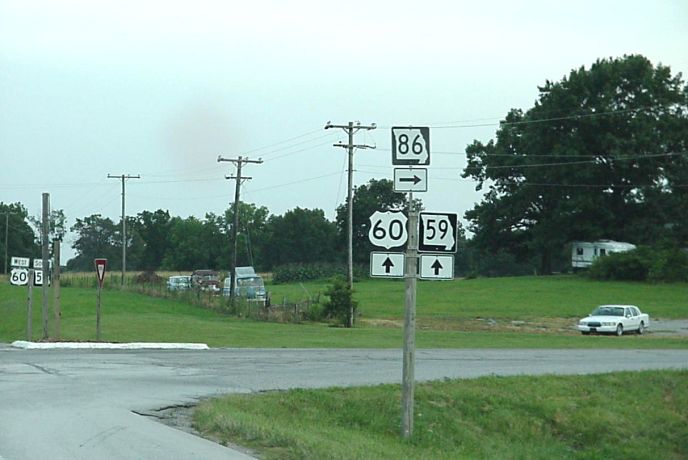 Missouri 86 along with Missouri 59 and US 60 in Newton County (west end)