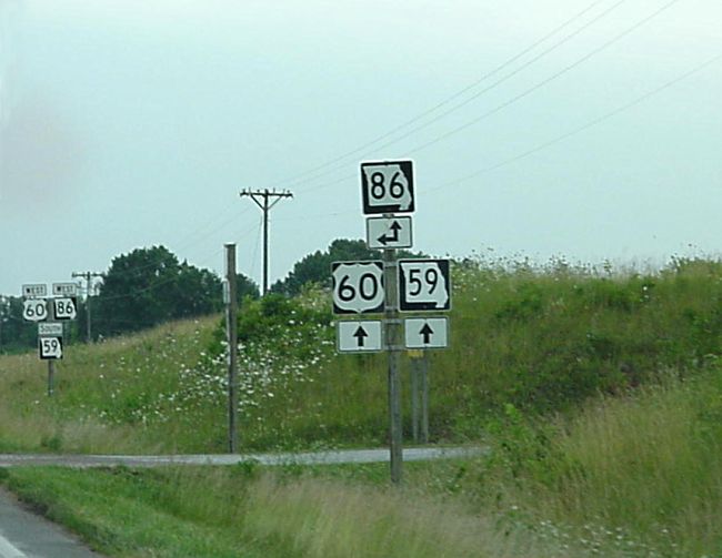 Missouri 86 along with Missouri 59 and US 60 in Newton County (east end)