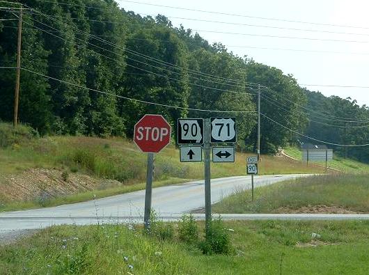 Missouri 90 at US 71 at Jane, Mo.