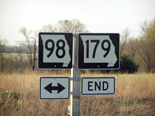 End of Missouri 179 at Missouri 98 in Cooper County