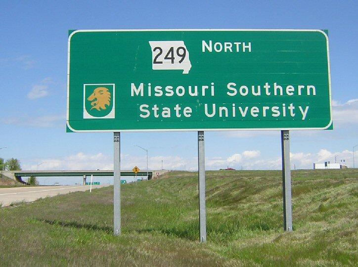 Modified sign for state university in Joplin, Mo.