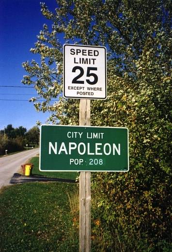 Napoleon city-limit sign