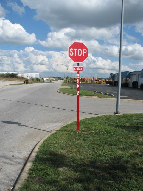 Safety message on a post in Nixa, Mo.