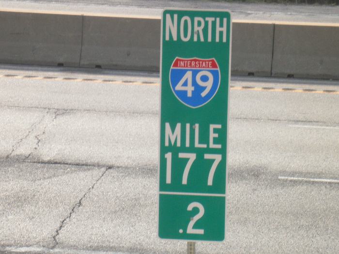 0.2-mile marker for Interstate 49 near Carthage