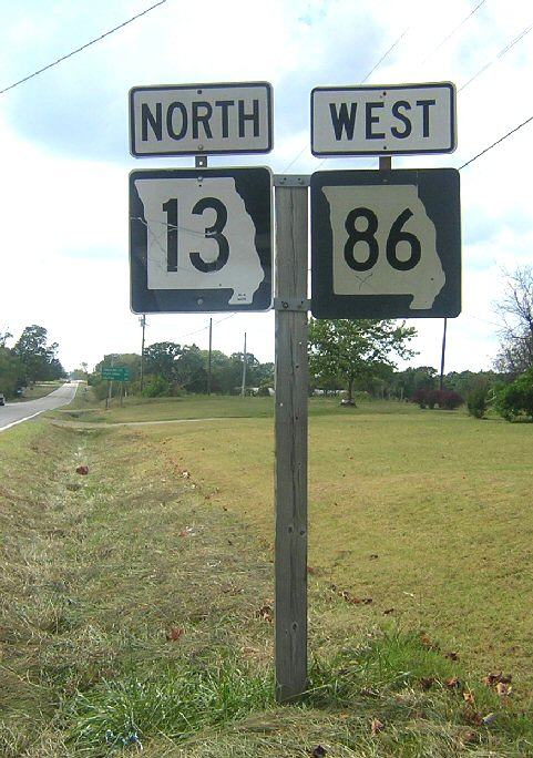 Missouri 13 and 86 north of Blue Eye