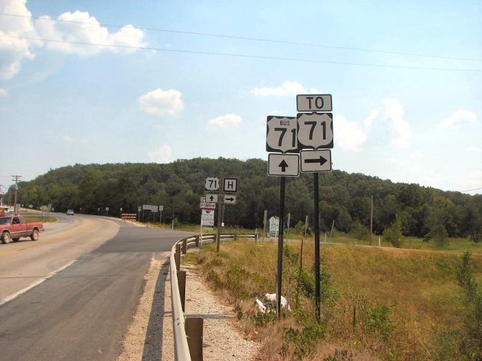 Business US 71 at newly relocated US 71 in Pineville (2007)