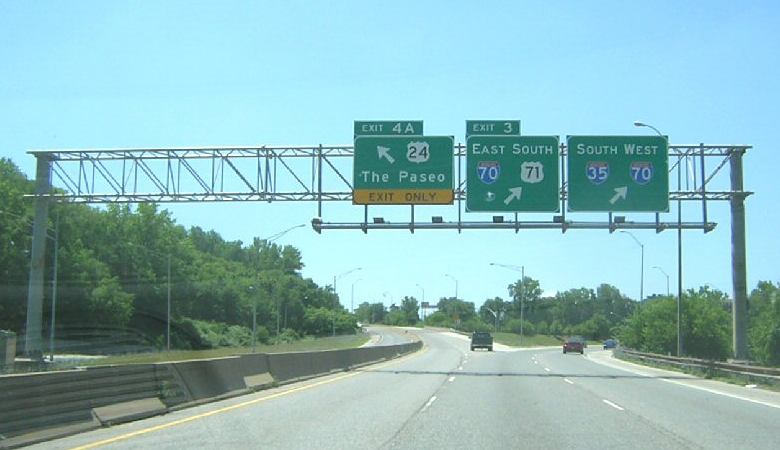 Exit just south of the Paseo Bridge on Interstate 35 in Kansas City, Mo.