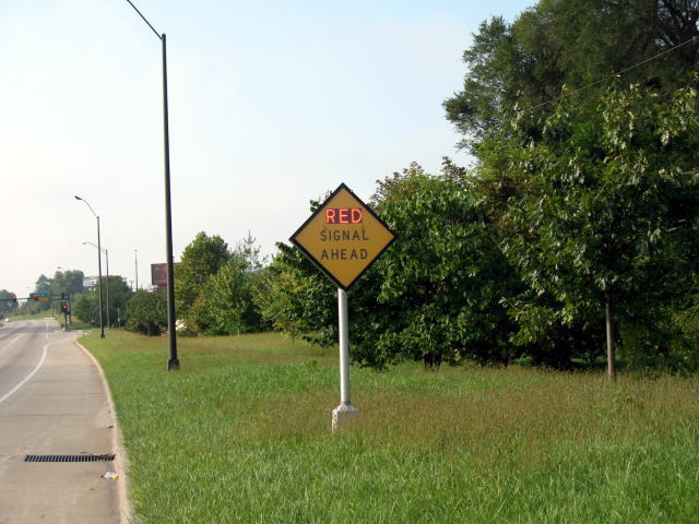 Lighted Red Signal Ahead on US 71 in Kansas City