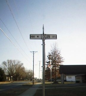 Logan Street, stamped-metal sign in Republic, Missouri