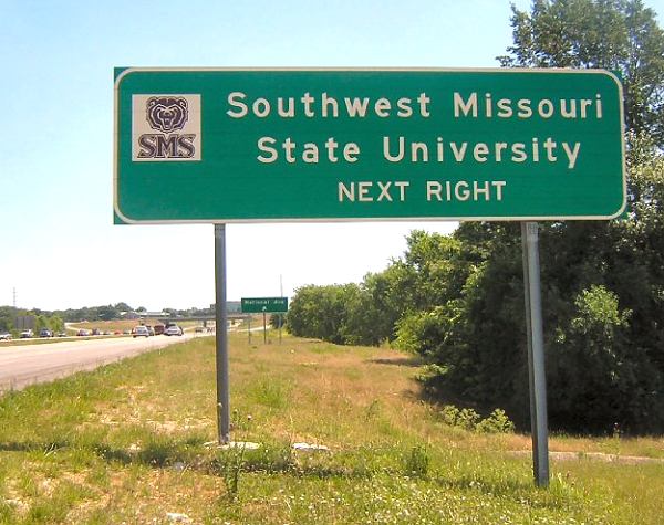 Sign for state university in Springfield, Mo.