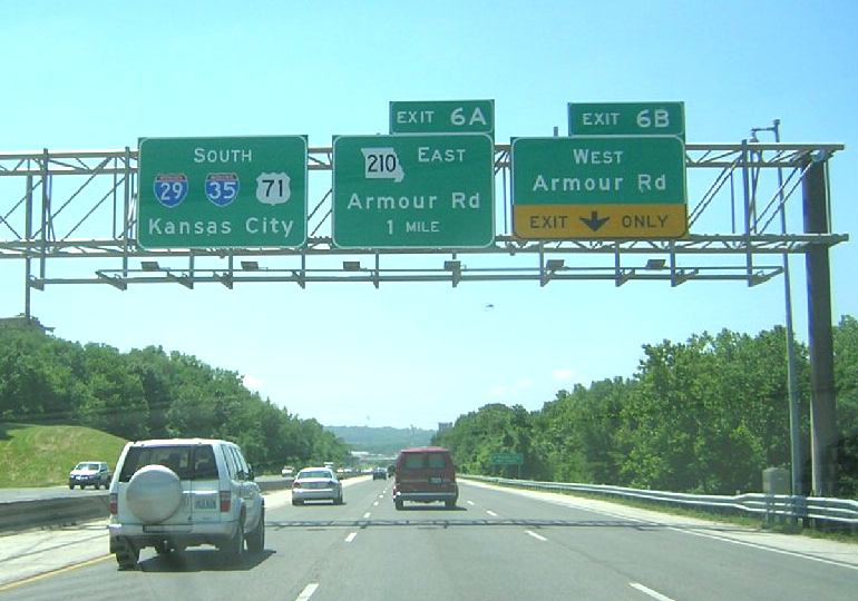 Armour Road exit from Interstate 29/35 in Kansas City, Mo.