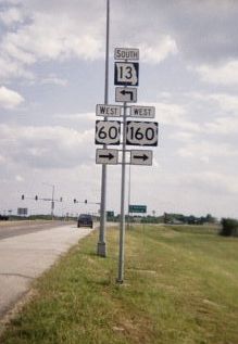 Missouri 13 entering the James River Freeway at Springfield (west)