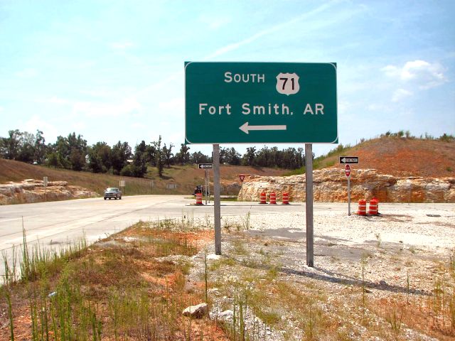 Newly opened interchange for US 71 near Pineville, Mo.  (2007)