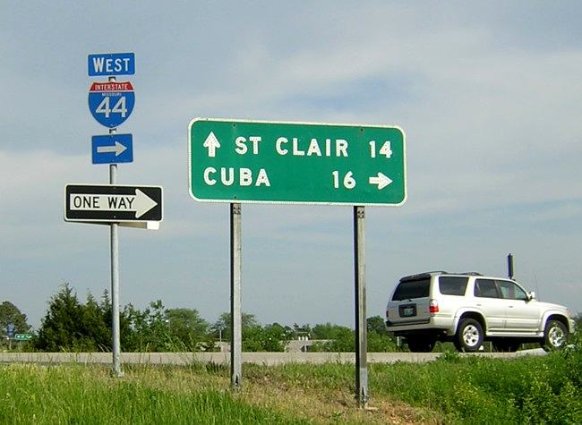 Original style of Missouri interstate destination signs