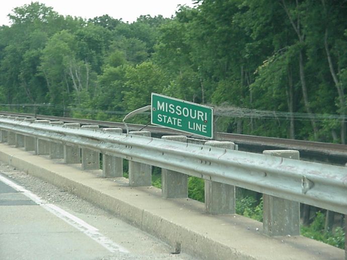 The Missouri state line on US 62 at the St. Francis River