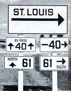 1952 photo of US 40 and 61 approaching the St. Louis area
